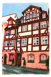 Fotorealistische Zeichnung vom Texthaus in Nürnberg von Susanne Habermann