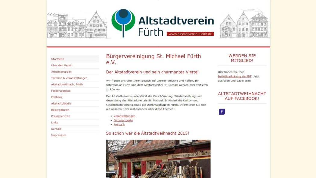Neuer Internetauftritt: Das Texthaus konzipiert und realisiert den Relaunch des Altstadtvereins Fürth.