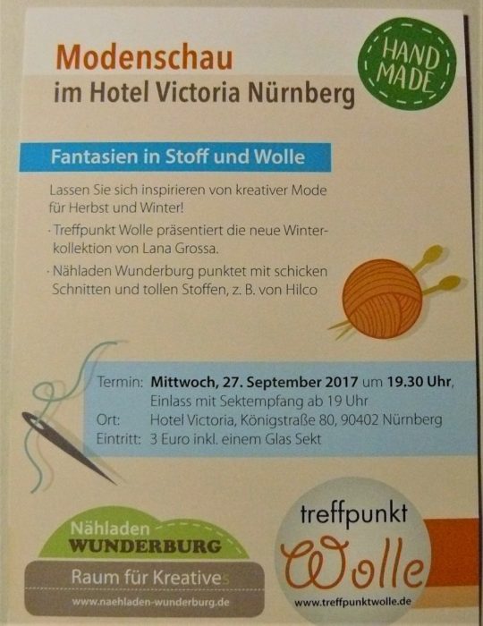 Vorderseite Flyer als Handzettel des Nähladens Wunderburg